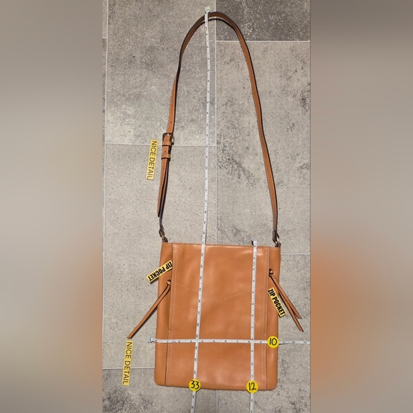 G.I.L.I. Leather Double Zip Flat Crossbody Terra - Picture 3 of 17